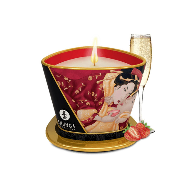 Bougie de massage fraise vin pétillant 170ml 